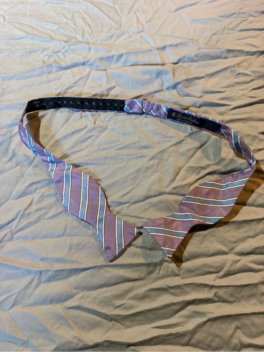 Brooks Brothers Lavender and Light Blue Striped Self-Tie Bow Tie